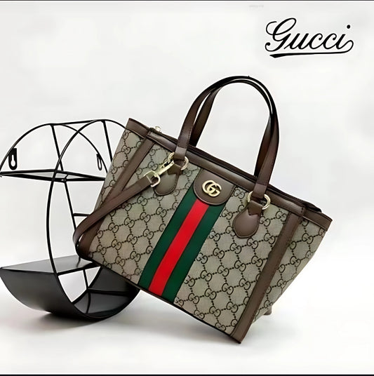Gucci Monogram Stripe Tote Handbag – Brown - Shaszelle Collection