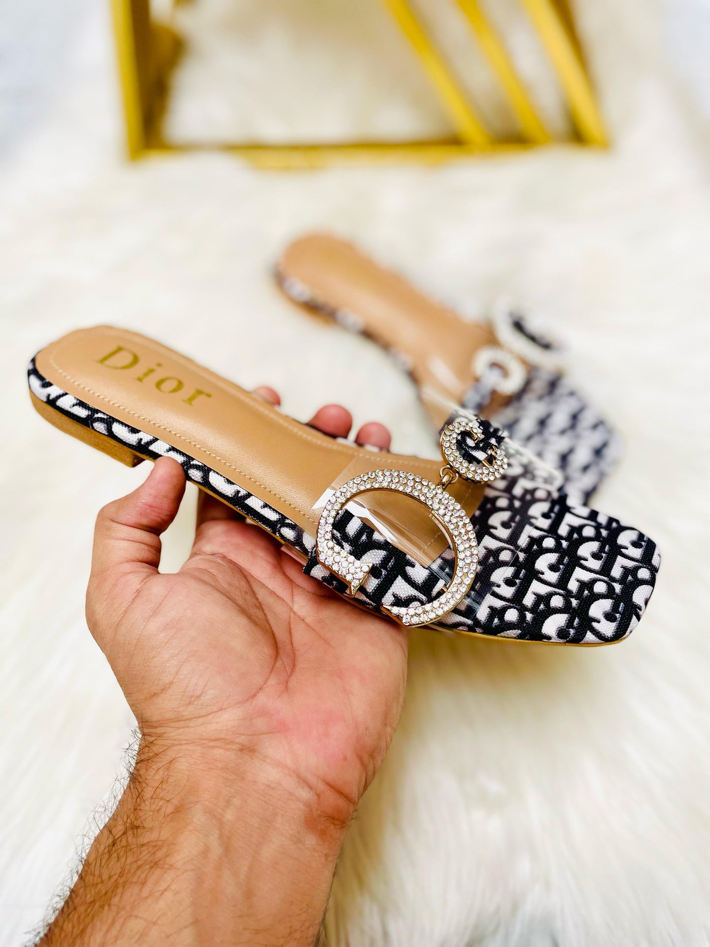Luxury Monogram Tote & Matching Flats – Black & White