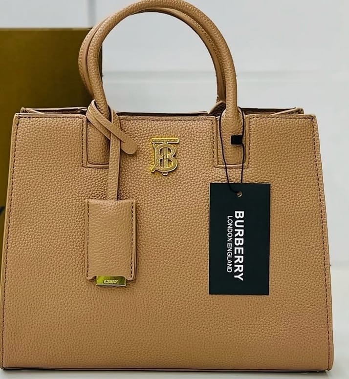 Burberry Structured Tote β Elegant White with Gold TB Logo - Shaszelle Collection