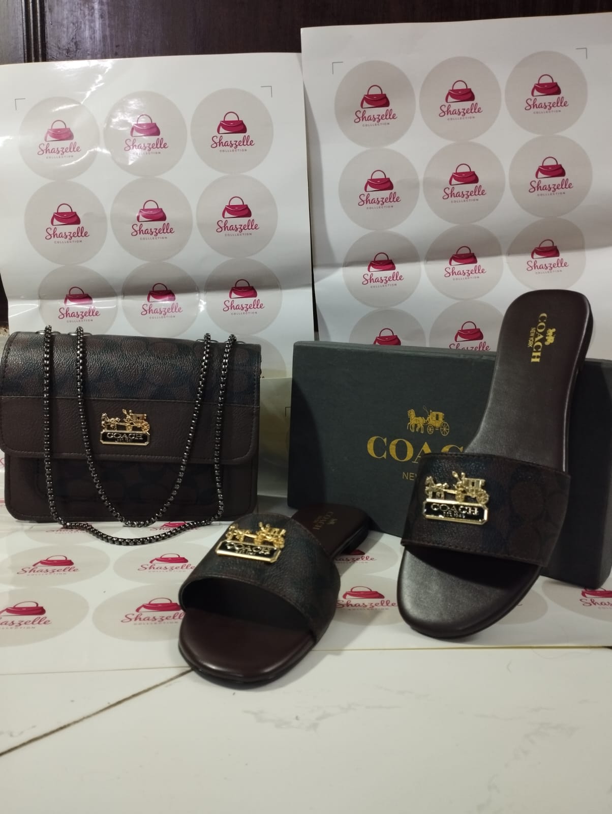Coach Signature Bag & Slide Combo
