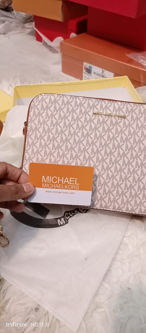 Michael Kors Jet Set Travel Crossbody Bag – Beige & Brown - Shaszelle Collection
