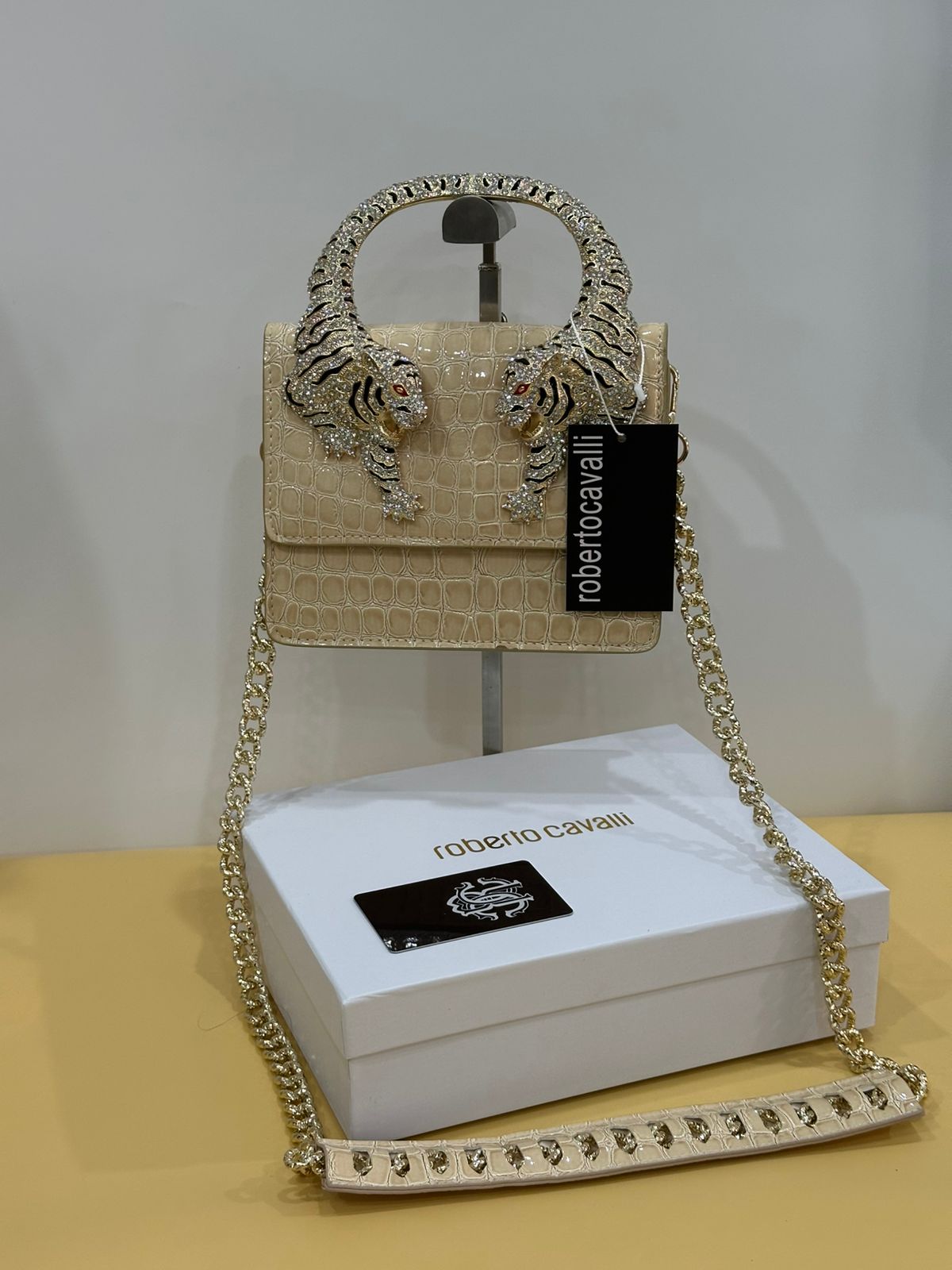 Crystal Tiger Mini Bag – Croc with Chain Strap