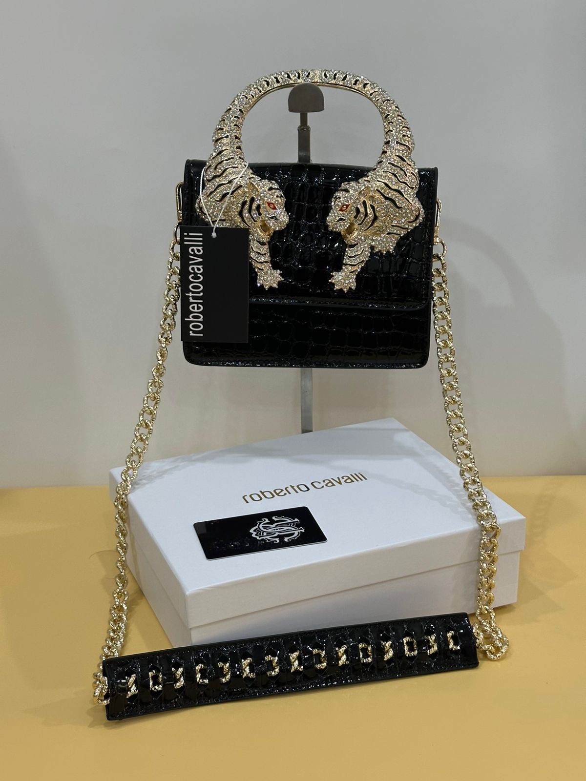Crystal Tiger Mini Bag – Croc with Chain Strap