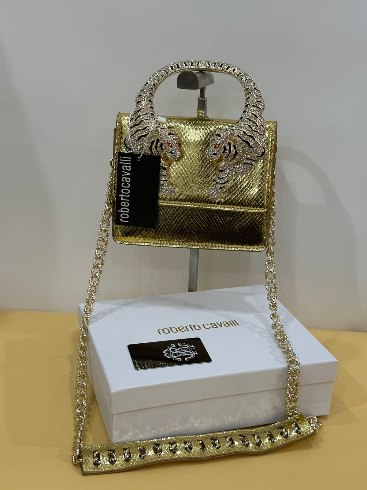 Crystal Tiger Mini Bag – Croc with Chain Strap
