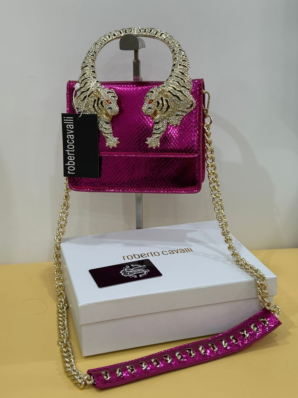 Crystal Tiger Mini Bag – Croc with Chain Strap