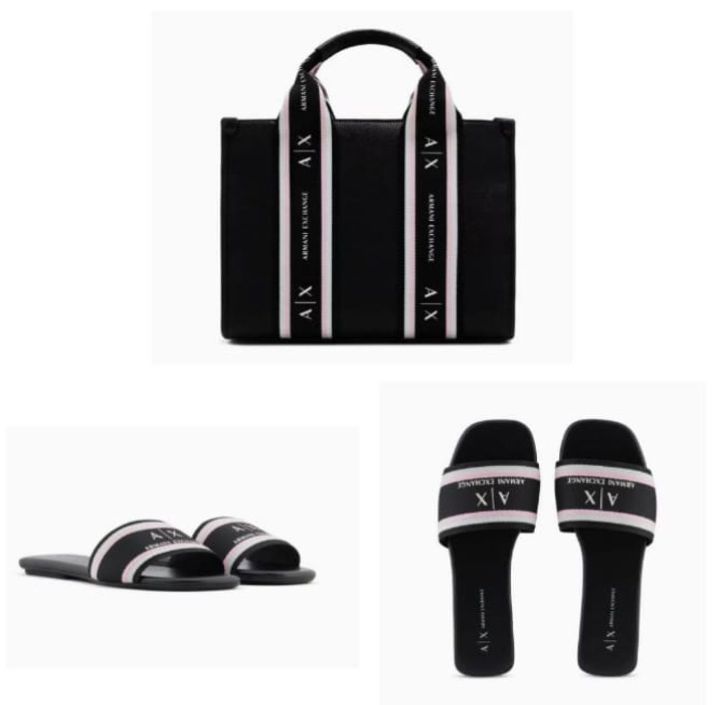 Armani Exchange Matching Tote & Sliders Set