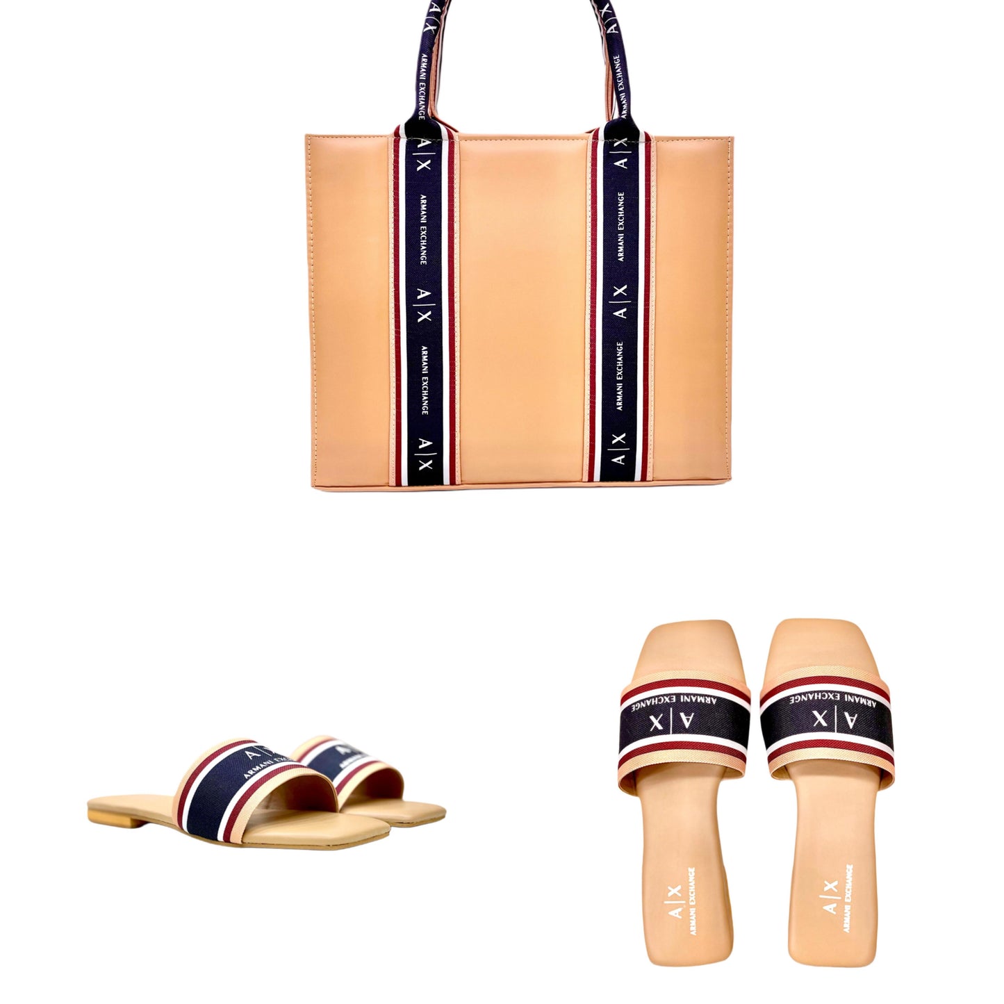 Armani Exchange Matching Tote & Sliders Set