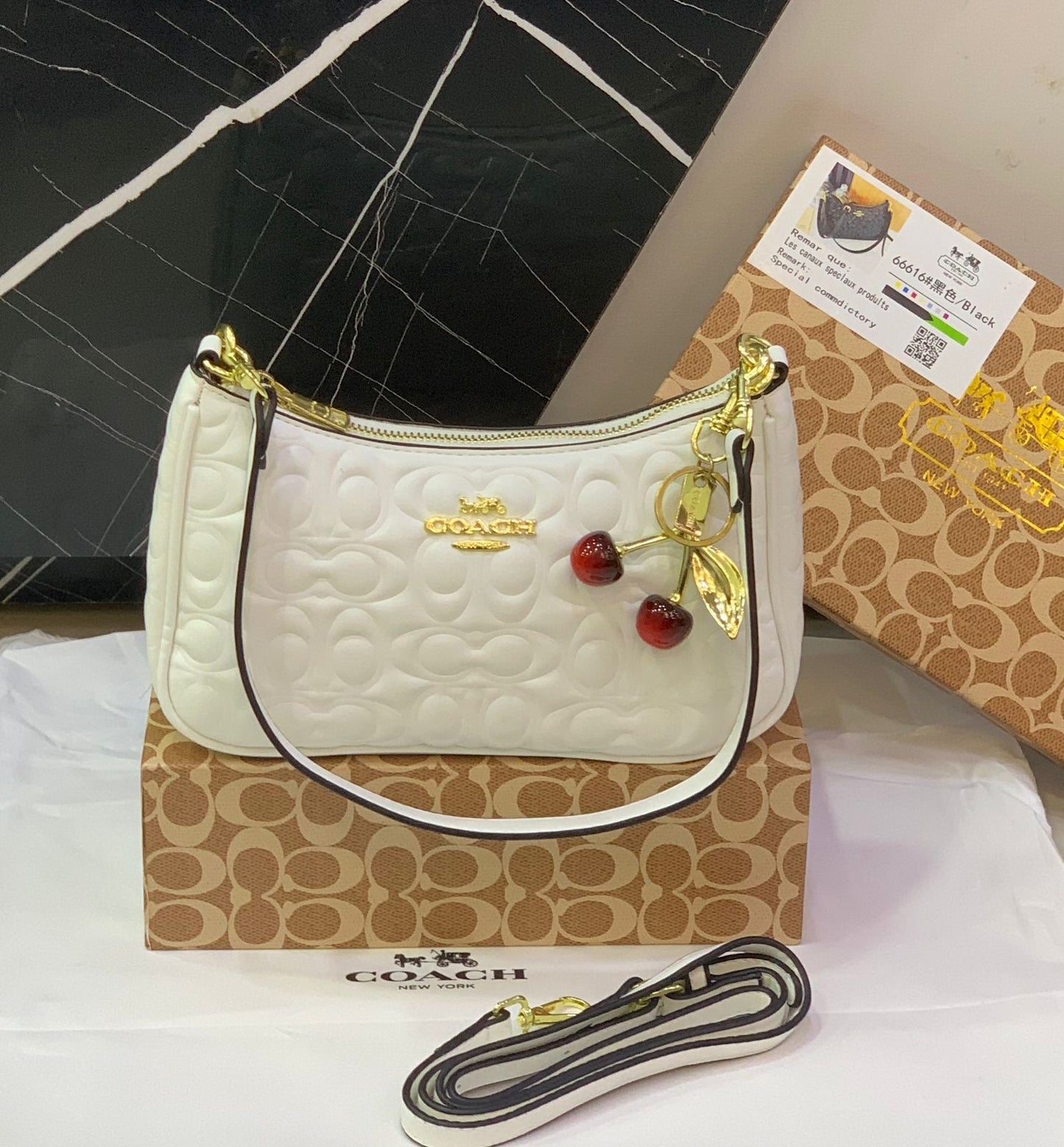 C0-ach Cherry Embossed Shoulder Bags β New Arrival π