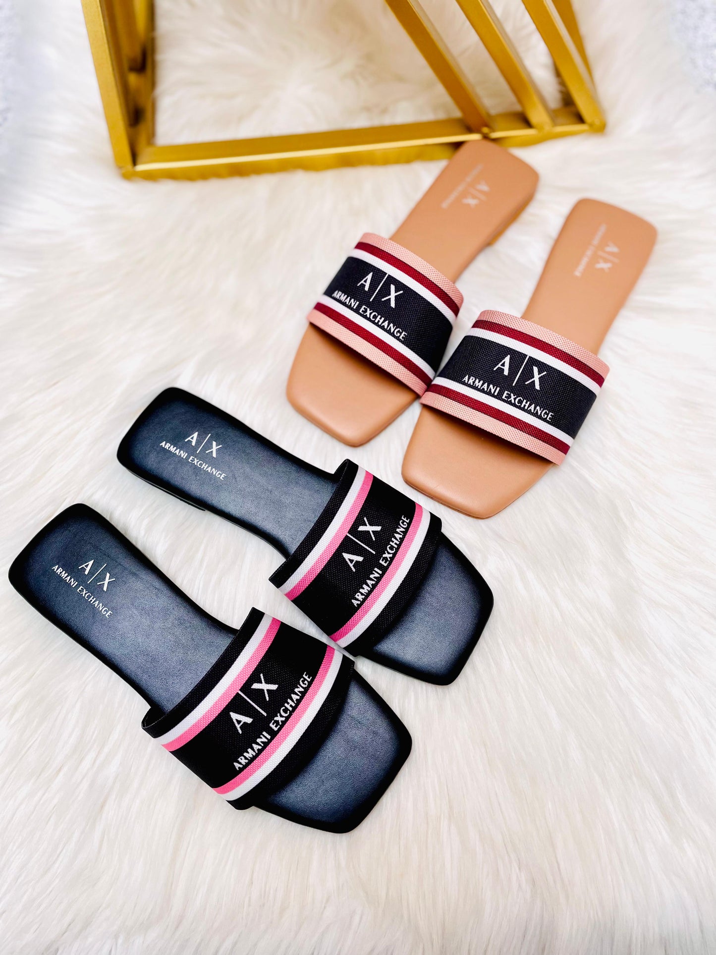 Armani Exchange Matching Tote & Sliders Set