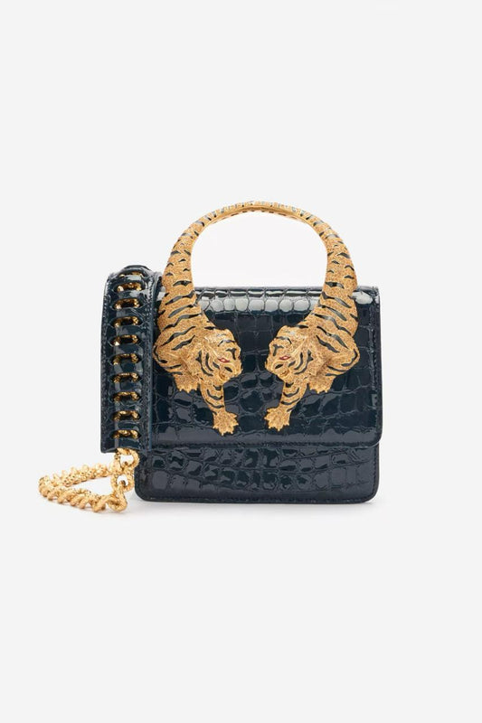 Tiger Handle Mini Bag – Croc Textured with Chain