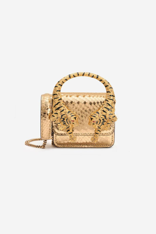 Tiger Handle Mini Bag – Croc Textured with Chain