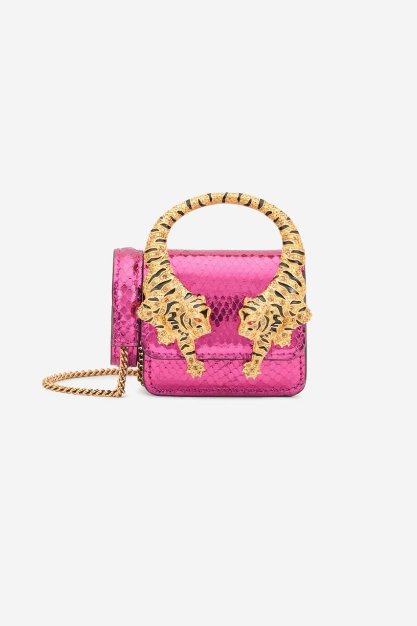 Tiger Handle Mini Bag – Croc Textured with Chain