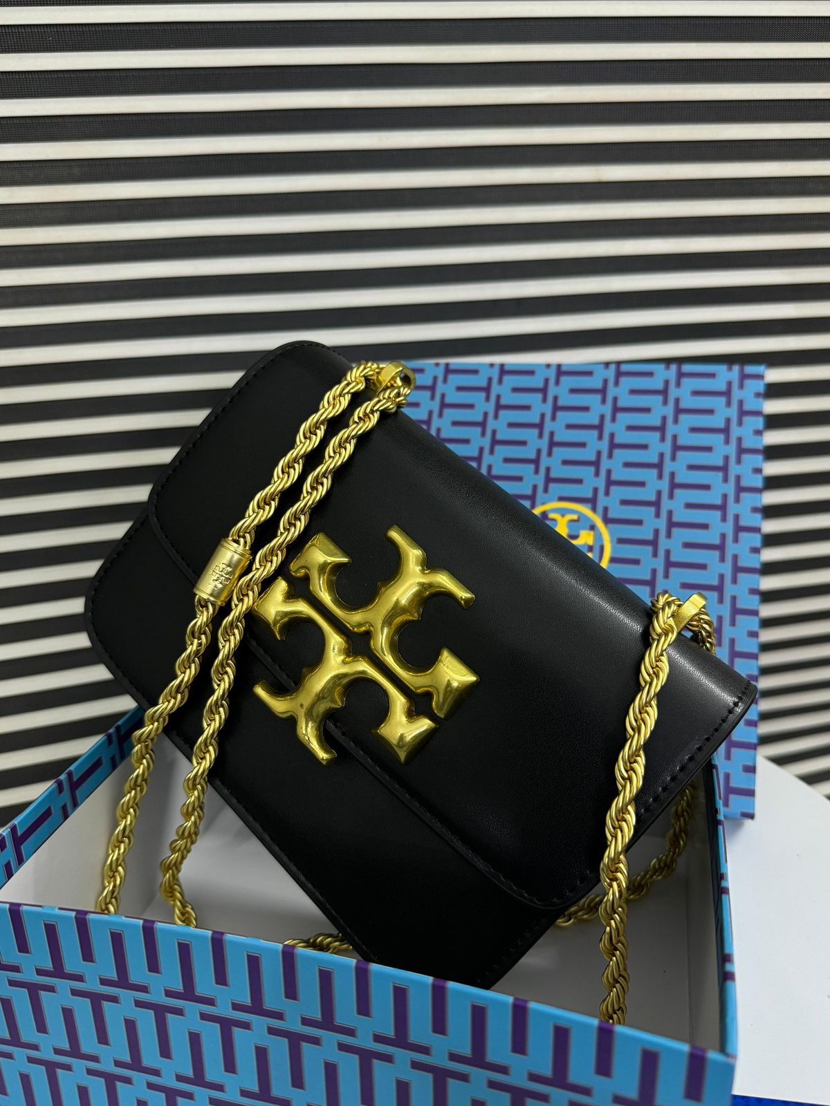 Tory Burch Black Leather Crossbody β Luxe Gold Emblem Edition - Shaszelle Collection